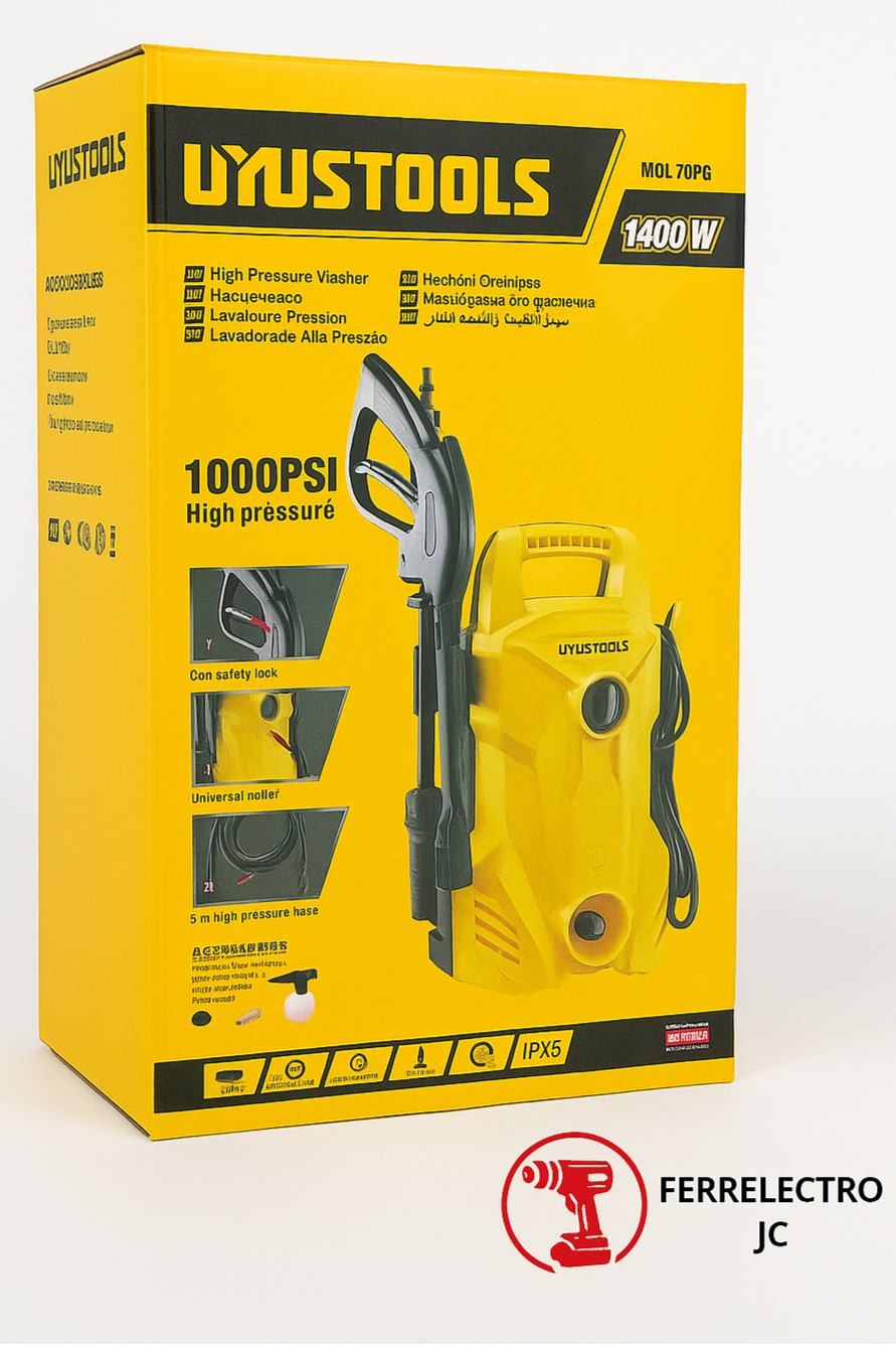 Hidrolavadora de Alta Presión Uyustools 1400W (1000 PSI)