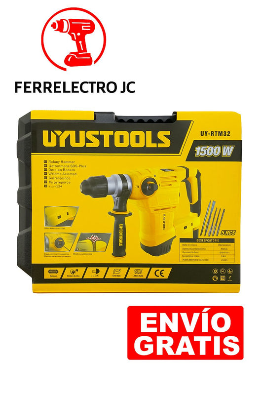 Rotomartillo SDS-Plus Uyustools UY-RTM32 — 1500W con Estuche y 5 Piezas
