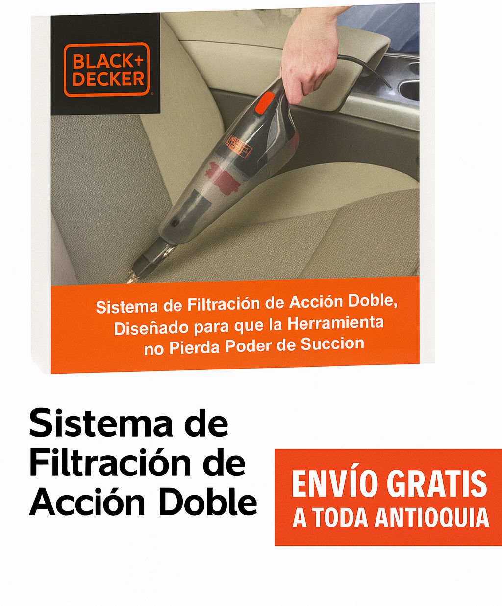 Aspiradora Portátil Black+Decker 12V con Sistema de Filtración Doble