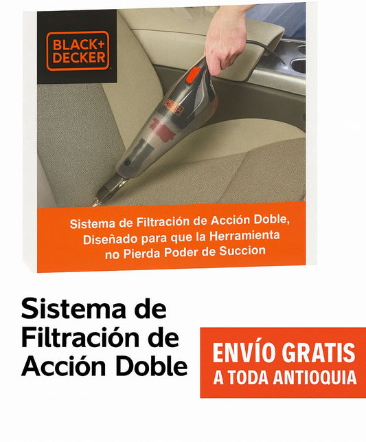 Aspiradora Portátil Black+Decker 12V con Sistema de Filtración Doble