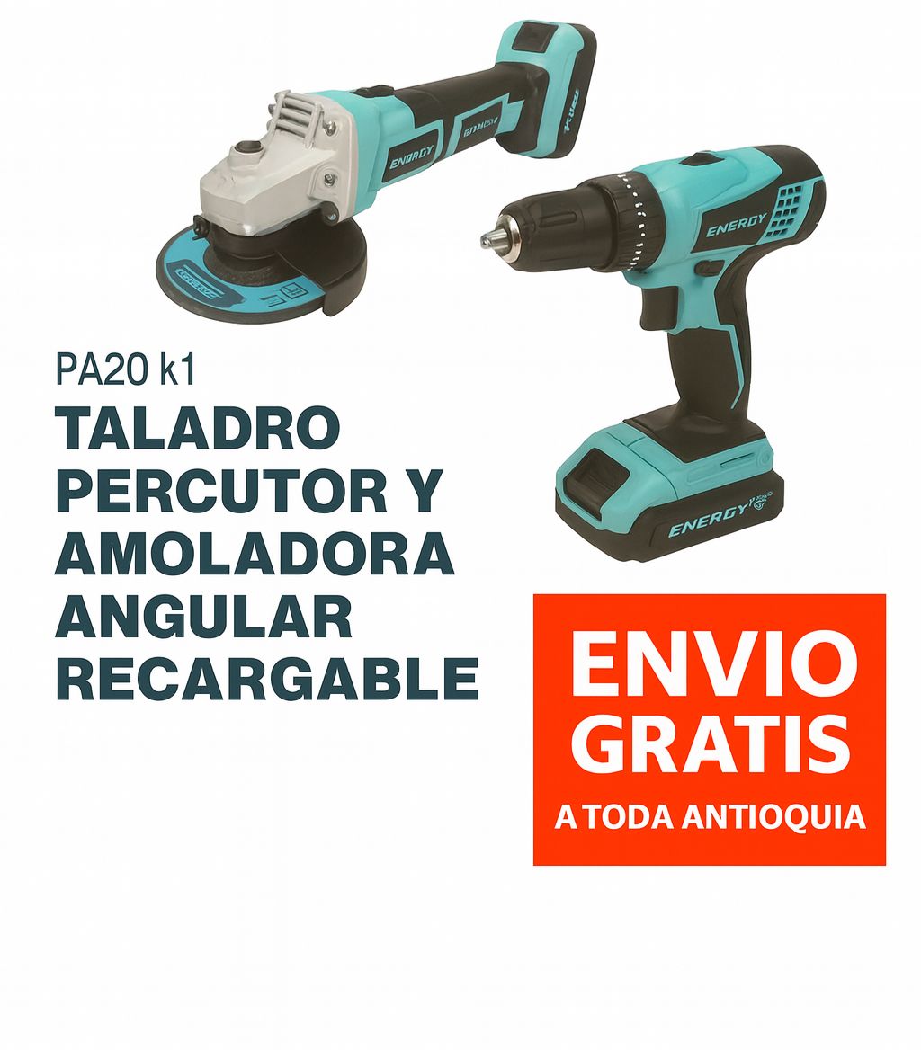 Taladro y Pulidora Angular Recargables 20V 3A