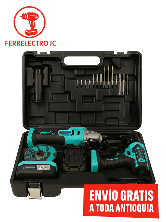 Taladro y Pulidora Angular Recargables 20V 3A