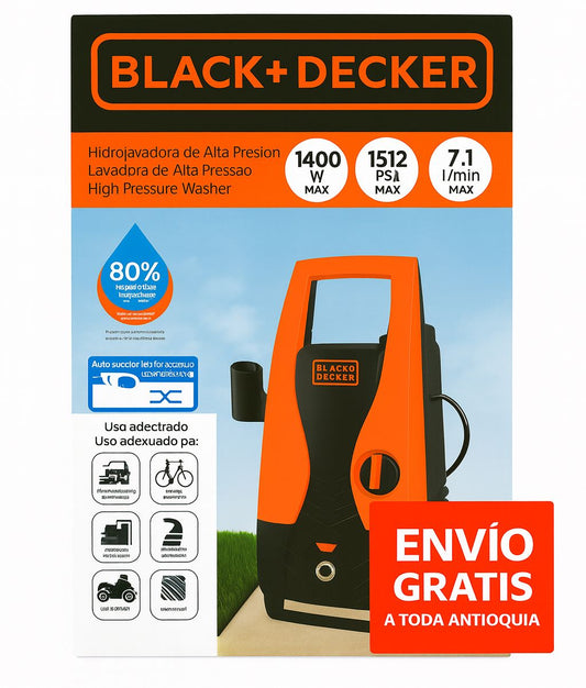 Hidrolavadora Black+Decker PW1450TD – 1400W, 1512 PSI, 7.1 L/min